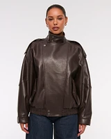 Vegan Leather Bomber Jacket