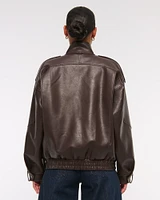 Vegan Leather Bomber Jacket