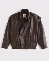 Vegan Leather Bomber Jacket