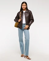 Vegan Leather Utility Bomber Jacket