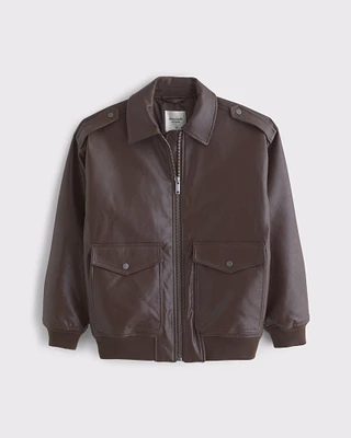 Vegan Leather Utility Bomber Jacket