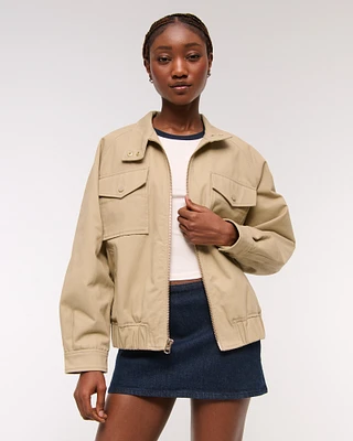 Relaxed Twill Bomber Jacket