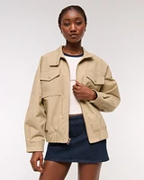 Relaxed Twill Bomber Jacket