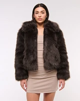 Zip-Up Faux Fur Coat