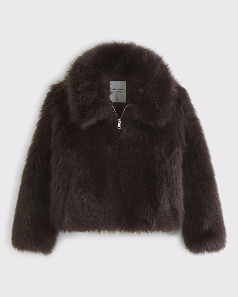 Zip-Up Faux Fur Coat