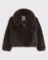 Zip-Up Faux Fur Coat