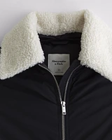 Removable Collar Bubble Hem Nylon Puffer
