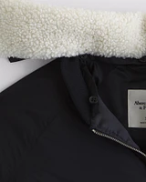 Removable Collar Bubble Hem Nylon Puffer