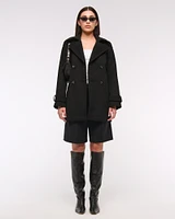 Mid-Length Wool-Blend Trench Coat