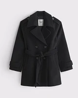 Mid-Length Wool-Blend Trench Coat