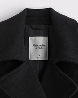 Mid-Length Wool-Blend Trench Coat