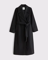 Removable Scarf Long Wool-Blend Coat