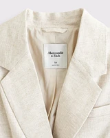 Double-Breasted Linen-Blend Slouchy Blazer