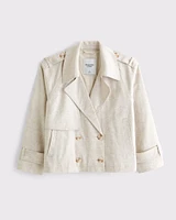 Linen-Blend Short Trench Coat