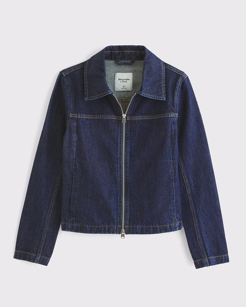 Slim Double-Zip Denim Jacket