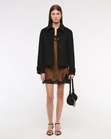 Short Button-Through Wool-Blend Coat