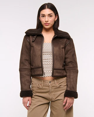 Vegan Suede Shearling Coat