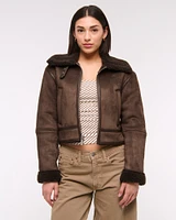 Vegan Suede Shearling Coat