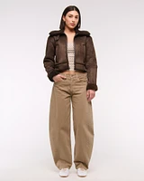 Vegan Suede Shearling Coat
