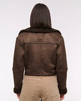 Vegan Suede Shearling Coat