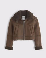 Vegan Suede Shearling Coat