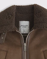 Vegan Suede Shearling Coat