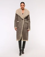 Vegan Suede Shearling Reversible Coat