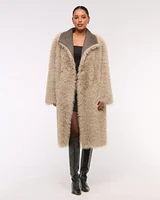 Vegan Suede Shearling Reversible Coat