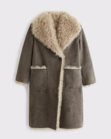 Vegan Suede Shearling Reversible Coat
