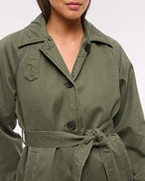 Removable Collar Waxed Mac Coat