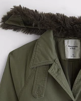 Removable Collar Waxed Mac Coat