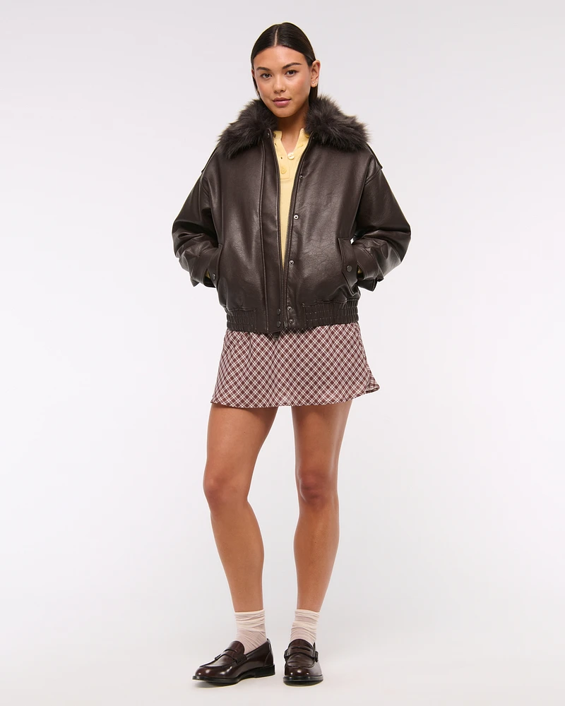 Vegan Leather Bomber Jacket
