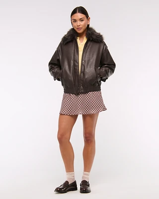 Vegan Leather Bomber Jacket