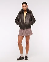 Vegan Leather Bomber Jacket