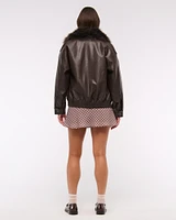 Vegan Leather Bomber Jacket