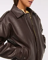 Vegan Leather Bomber Jacket