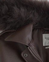 Vegan Leather Bomber Jacket