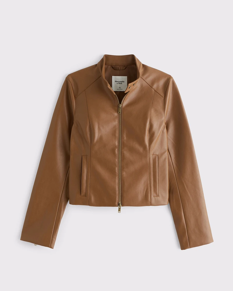 Vegan Leather Mockneck Jacket