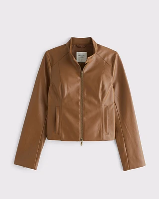 Vegan Leather Mockneck Jacket