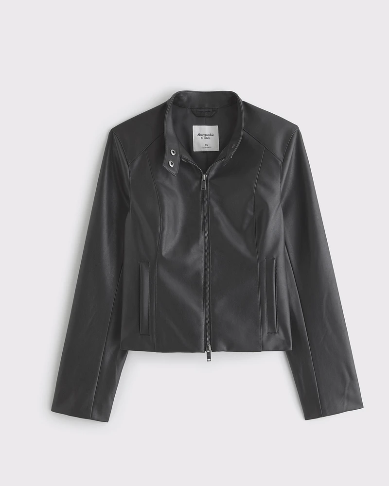 Vegan Leather Mockneck Jacket