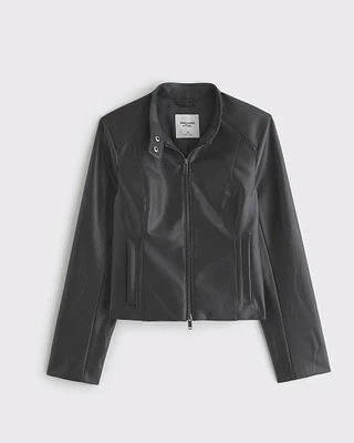 Vegan Leather Mockneck Jacket