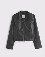 Vegan Leather Mockneck Jacket