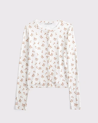 Long-Sleeve Pointelle Sleep Top