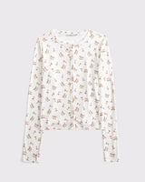 Long-Sleeve Pointelle Sleep Top