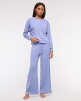 Lounge Rib Mid Rise Wide Leg Sweatpant