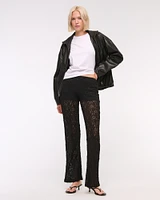 High Rise Knit Lace Pant