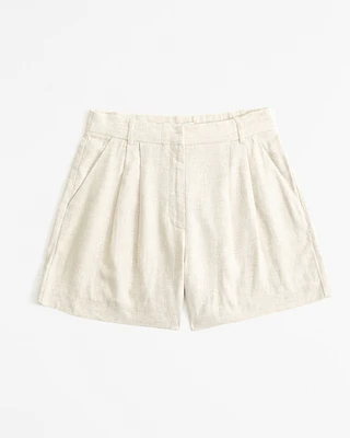 Curve Love A&F Sloane Tailored Linen-Blend Short