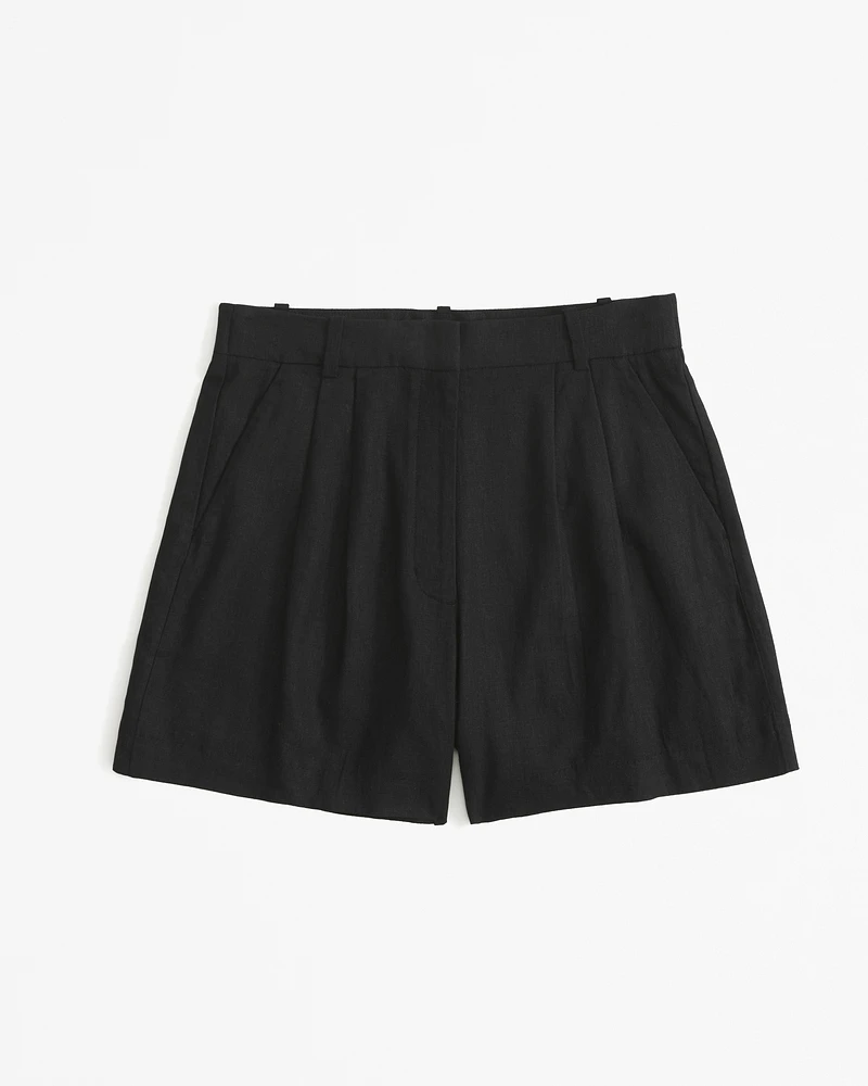 Curve Love A&F Sloane Tailored Linen-Blend Short