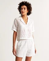 Schiffli Embroidered Pull-On Short