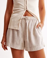 Mid Rise Linen-Blend Pull-On Short